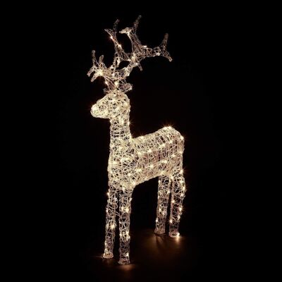 120cm/4ft Acrylic Standing Reindeer Outdoor - Warm White LED