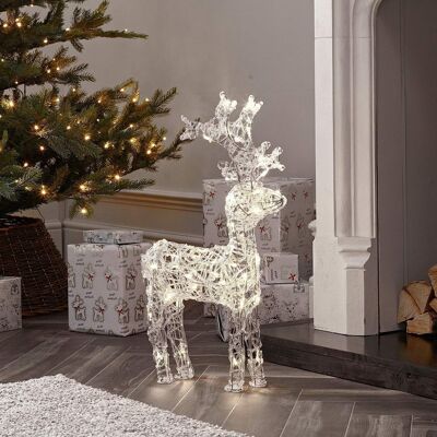 90cm/3ft Acrylic Standing Reindeer Outdoor - Warm White LED