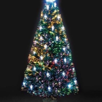 Árbol de Navidad artificial victoriano de fibra óptica de 90 cm con linternas LED