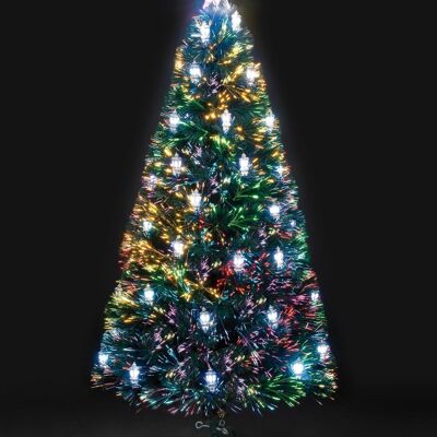 Árbol de Navidad artificial victoriano de fibra óptica de 150 cm con 40 linternas LED
