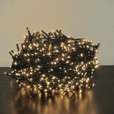 2000 Ultra-Bright Warm White LED Outdoor Fairy String Twinkle Compact Lights (green cable)