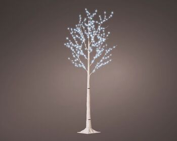 Bouleau blanc de Noël illuminé de 150 cm de hauteur avec 400 micro LED blanc froid 1
