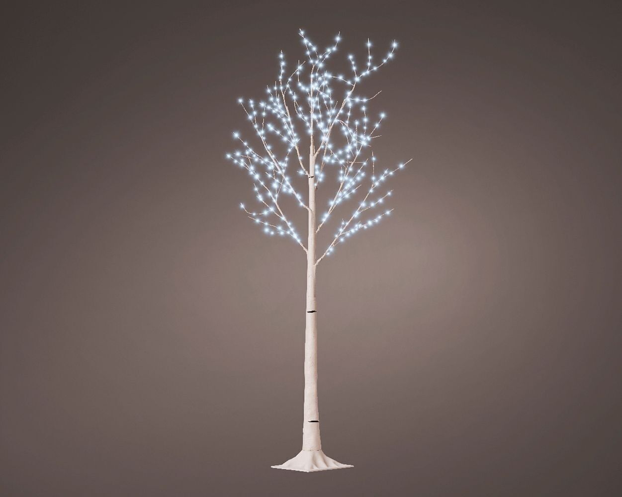 Albero di betulla bianca natalizia preilluminato, altezza 180 cm, con 600 micro led bianco freddo