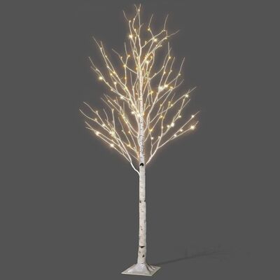 Vorbeleuchteter weißer Weihnachtsbirkenbaum, 150 cm hoch, mit 400 warmweißen Mikro-LEDs