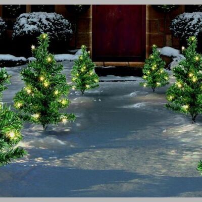 Set of 6 pre-lit Trees Christmas Outdoor Pathway Finders Lights Garden Drive Entrance