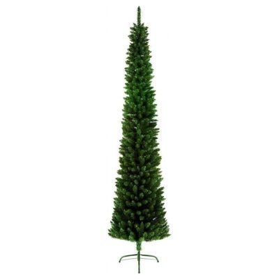 Albero di pino verde natalizio artificiale a matita sottile - 200 cm