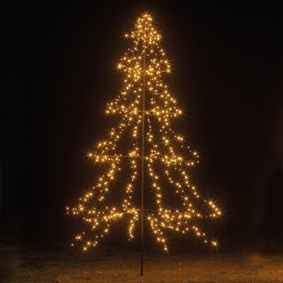 3m Easy Set Up Pre Lit Christmas Outdoor Tree 600 Warm White LED's Twinkle Multi Function