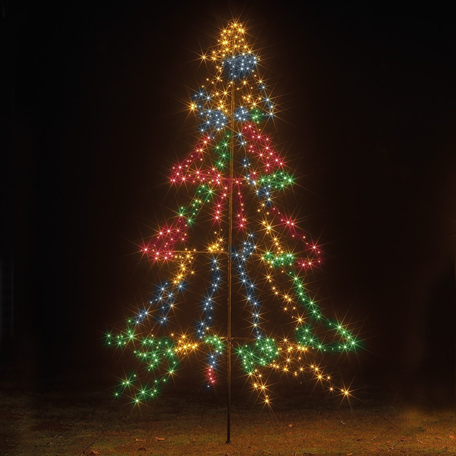 3m Easy Set Up Pre Lit Christmas Outdoor Tree 600 Multi-colour White LED's Twinkle Multi Function