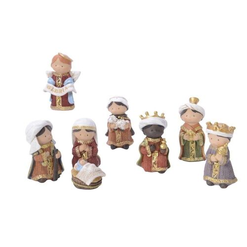 Christmas Nativity Set With 7 Figures Hand painted