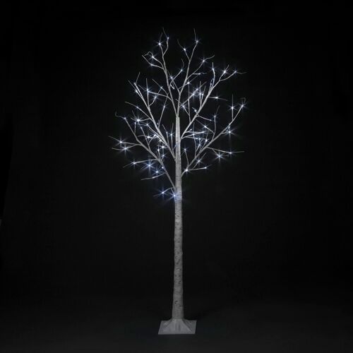 Pre-Lit Christmas White Birch Tree with 180cm/6ft height and 80 Cool Ice White Micro Led
