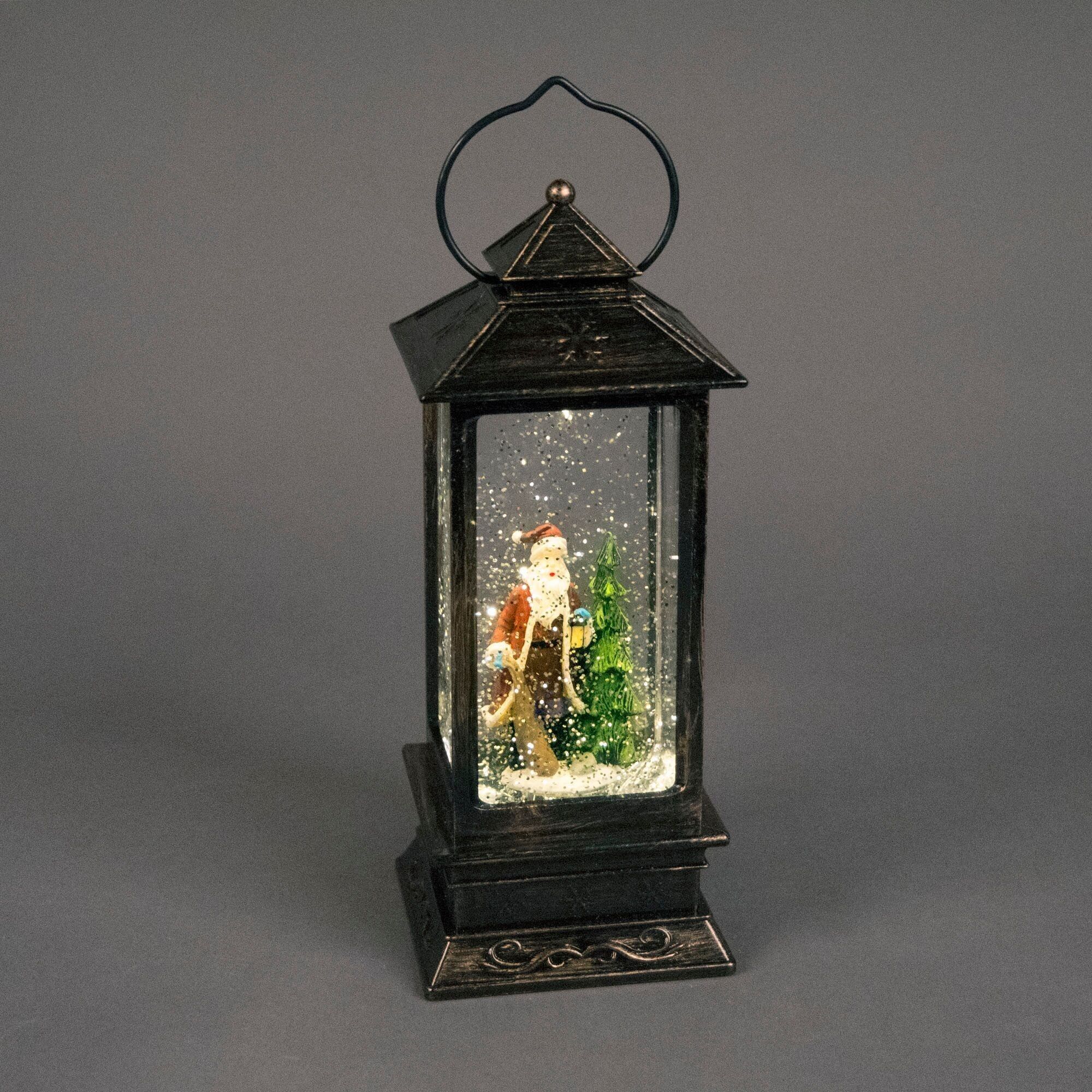 Leuchtende Weihnachtskugel-Wasserlaterne mit Weihnachtsmann-Szene