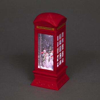 Allumez la lanterne d'eau de boîte téléphonique de globe de Noël avec la scène de bonhomme de neige