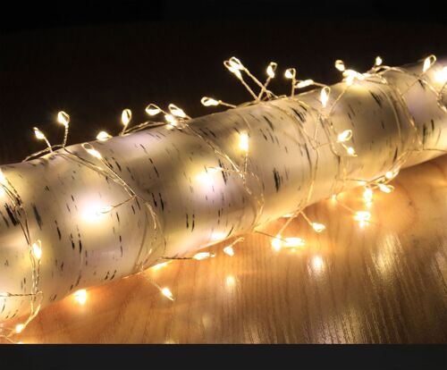 Copper Wire Christmas Fairy String Lights - 200 Warm White Micro LED Lights & 4m long - indoor or outdoor use