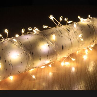 Guirnalda de luces navideñas de alambre de cobre - 200 microluces LED de color blanco cálido y 4 m de largo - uso en interiores o exteriores