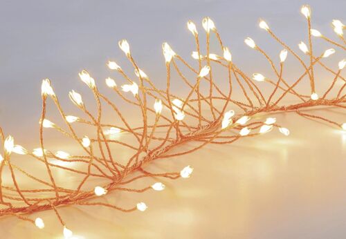 Christmas Fairy String Twinkle - 430 Warm White Garland Cluster Micro ultra bright LED Lights with 8 functions and  Rose Gold pin wire String - indoor or outdoor use