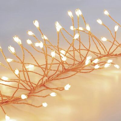 Weihnachtsfeenschnur Twinkle – 430 warmweiße Girlanden-Cluster, ultrahelle Mikro-LED-Lichter mit 8 Funktionen und roségoldener Stiftdrahtschnur – für den Innen- und Außenbereich