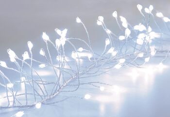 Guirlande de Noël scintillante – 430 guirlandes blanc froid micro LED ultra lumineuses avec 8 fonctions et fil à broches argenté et doré – Utilisation intérieure ou extérieure
