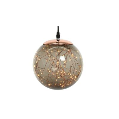 Boule de Noël illuminée de couleur fumée avec fil de cuivre 140 micro LED blanc chaud - 30 cm