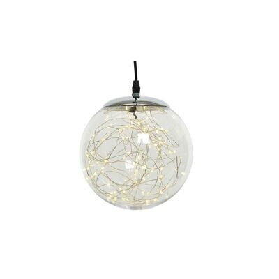 Christmas Pre-lit Smokey Coloured Bauble with Silver Wire 140 Warm White micro Led - 30cm