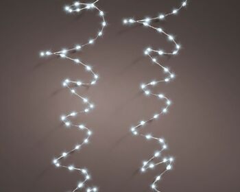 Chaîne de fée de Noël Twinkle – 756 micro LED extra denses blanc froid avec câble argenté – Utilisation intérieure ou extérieure