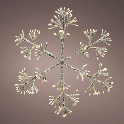 Flocon de neige clignotant Starburst de Noël de 75 cm avec 336 lumières LED blanc chaud - utilisation intérieure ou extérieure