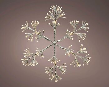 Flocon de neige clignotant Starburst de Noël de 75 cm avec 336 lumières LED blanc chaud - utilisation intérieure ou extérieure