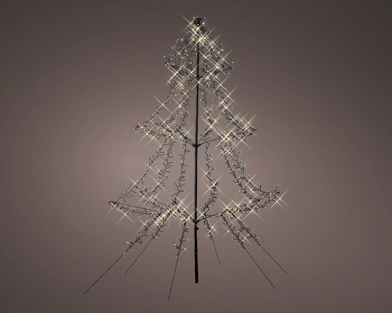 2m Easy Set Up Pre Lit Christmas Tree with 1200 Warm White Cluster LED's - Twinkle Multi Function - Indoor or Outdoor use