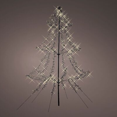 Albero di Natale preilluminato da 2 m, facile da montare, con 1.200 cluster di LED a luce bianca calda - Multifunzione scintillante - Uso interno o esterno