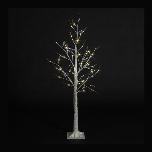 Pre-Lit Christmas White Birch Tree with 150cm/5ft height and 64 Warm White Micro Led