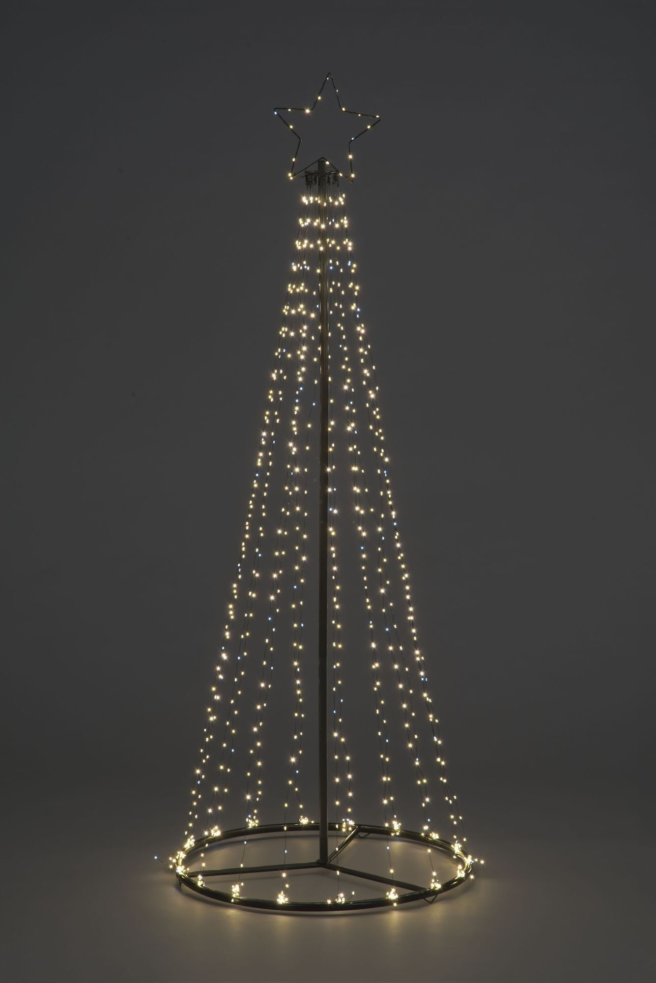 2,5 m, einfach aufzubauender, vorbeleuchteter Weihnachts-Maibaum im Freien mit 884 funkelnden warmweißen LEDs