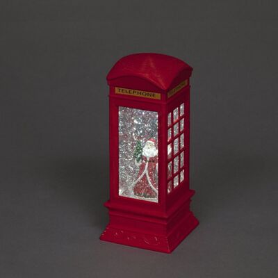 Light Up Christmas Globe Water Lantern - Telephone Box with Santa figure and Snow Motion