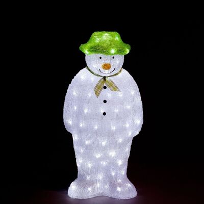 Acrílico preiluminado navideño El muñeco de nieve (y el perro de las nieves) con 100 LED blanco hielo para uso en exteriores