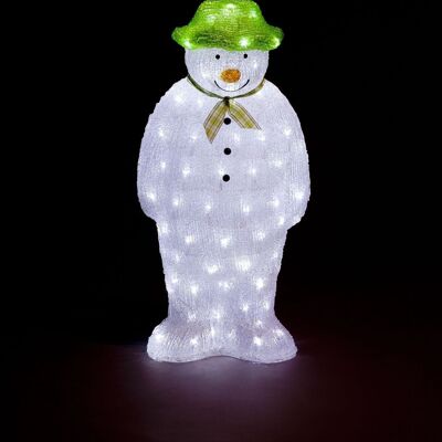 Weihnachtlicher, vorbeleuchteter Acryl-Schneemann (und Schneehund) mit 100 eisweißen LEDs für den Außenbereich