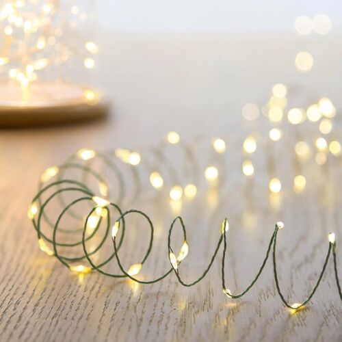 Christmas 200 Bright Warm White LED Outdoor Fairy String Twinkle Pin Wire Lights Battery powered - Timer & multi function