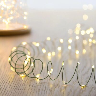 Navidad 200 LED blanco cálido brillante cadena de hadas para exteriores luces de alambre con pasador centelleante alimentadas por batería-temporizador y multifunción