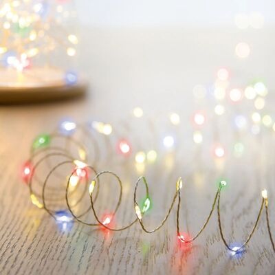 Navidad 200 LED multicolor brillante cadena de hadas para exteriores luces de alambre con pasador centelleante alimentadas por batería-temporizador y multifunción