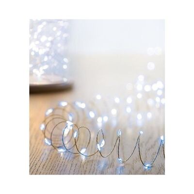 Natale 200 luci a filo con perno scintillante a LED bianco freddo luminoso da esterno Alimentate a batteria - Timer e multifunzione