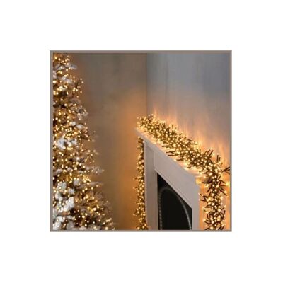 Natale 2000 Cluster Ultra-Luminoso Vintage Oro Bianco Caldo LED Fata Stringa Luci Scintillanti per Esterni Lunga 25 metri