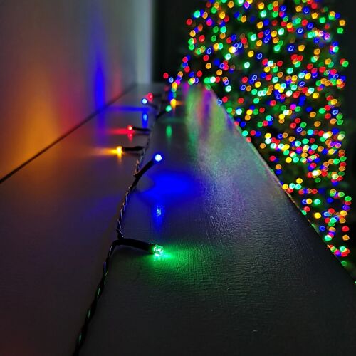 Christmas String Lights 600 Multi-coloured leds & 60m long - Battery Operated With Timer and Multi Function (Indoor or Outdoor)