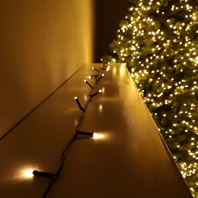 Christmas String Lights 600 Vintage Gold Warm White leds & 60m long - Battery Operated With Timer and Multi Function (Indoor or Outdoor)