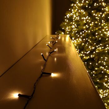 Guirlande Lumineuse de Noël 600 LEDs Blanc Chaud Or Vintage & 60m de long - Fonctionne sur Piles avec Minuterie et Multifonction (Intérieur ou Extérieur)
