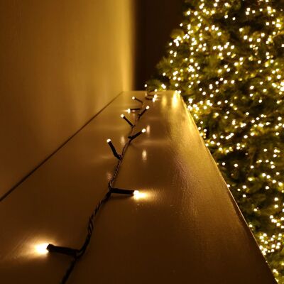 Stringa di luci natalizie con 600 LED vintage color oro bianco caldo e lunghezza 60 m - Funziona a batteria con timer e multifunzione (interno o esterno)