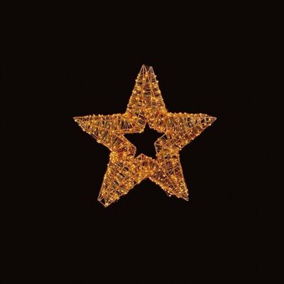 Weihnachtlicher Glühwürmchen-3D-Sternkranz in Roségold, vorbeleuchtet mit 750 warmweißen LEDs (45 cm Durchmesser)