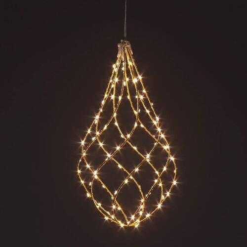 Christmas 3D Large Iron Water Tear Drop Shape pre-lit with 112 Warm White LED and Light rotating Effect