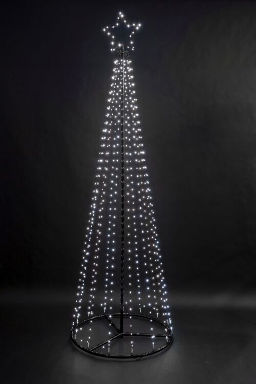 Easy Set Up 1.8m/6ft Pre Lit Christmas Outdoor Maypole Pyramid Tree with 560 Cool White Chaser LEDs