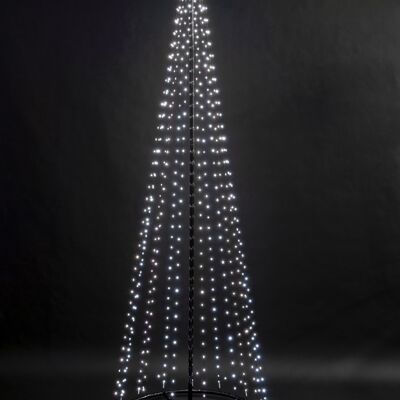 Arbre pyramidal de Noël extérieur pré-éclairé de 1,8 m / 6 pieds facile à installer avec 560 LED Chaser blanc froid