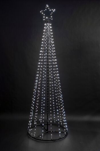 Arbre pyramidal de Noël extérieur pré-éclairé de 1,8 m / 6 pieds facile à installer avec 560 LED Chaser blanc froid