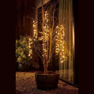 Efecto de grupo de luces centelleantes en cascada de árbol de Navidad con temporizador de 480 LED de color blanco cálido y multifunción