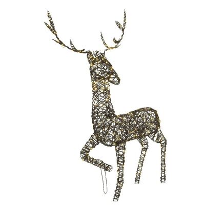 Renna natalizia grande in vimini marrone da esterno, cervo in piedi, con 300 LED bianchi caldi