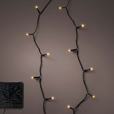 Stringa natalizia a energia solare con 120 LED bianchi caldi e 9 m di lunghezza - con timer e multifunzione (uso esterno)